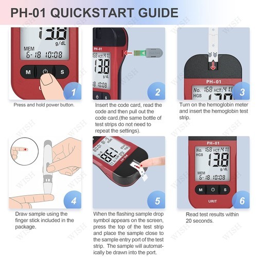 URIT Hemoglobin Analyzer Fast HB Testing Kit with 75 Test Strips