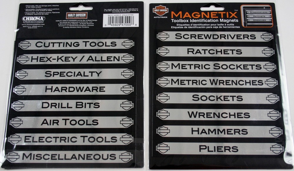 Harley-Davidson Magnetix Toolbox Identification Magnets, 16 Pack CG47000