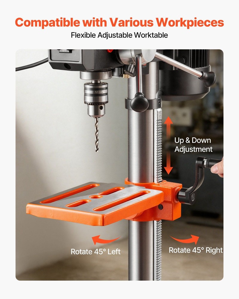 10" Bench Drill Press 0.8HP, Digital RPM Display, Tilting Table & Laser Aim