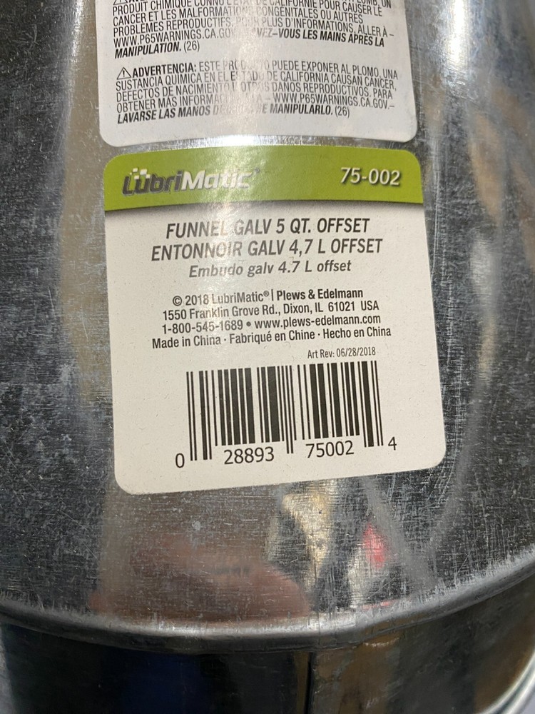 Plews 75-002 Funnel Galv 5 Quart Offset