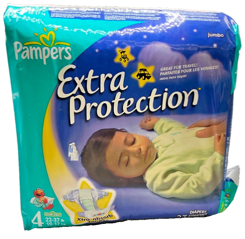 1 pack of 27 Pampers ELMO EXTRA PROTECTION Diapers, Size 4 Unopened