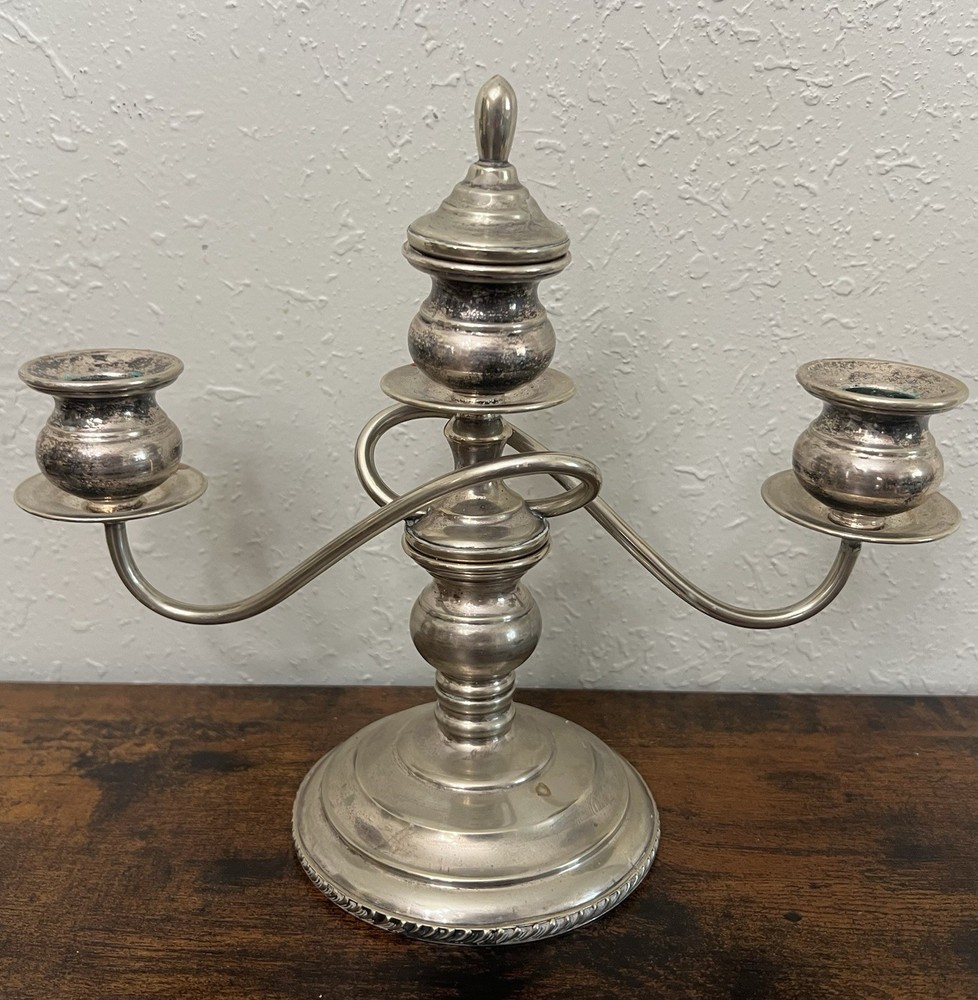 Pair Nickel Silver Moveable Twisted Arms Candelabra