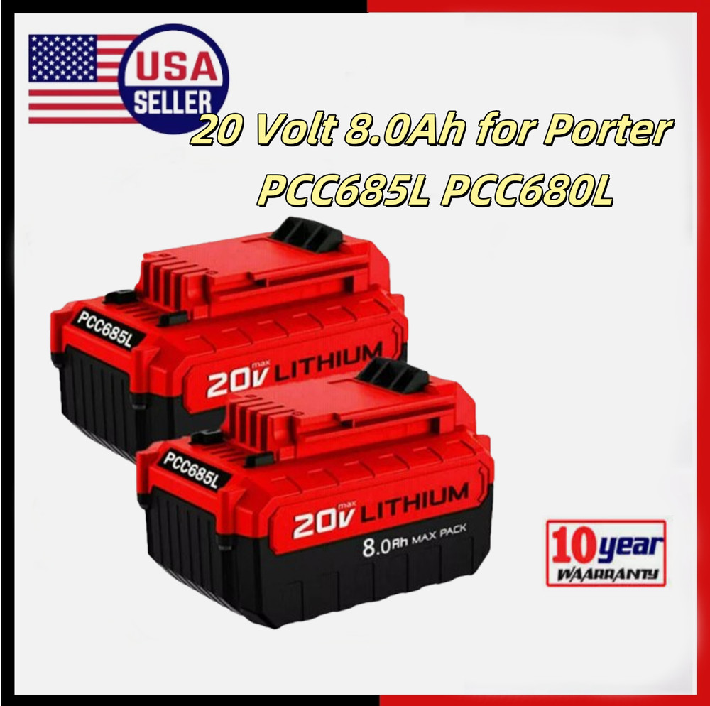 NEW For PORTER-CABLE 20V Lithium Tool Battery Replace 8.0Ah 2Pack (PCC685LP) 🆕