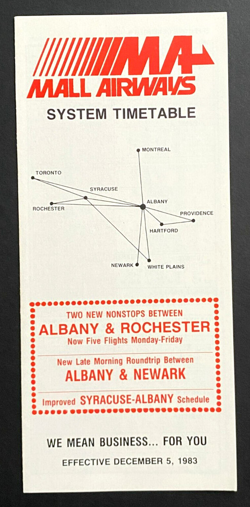 MALL AIRWAYS Timetable Effective December 5, 1983