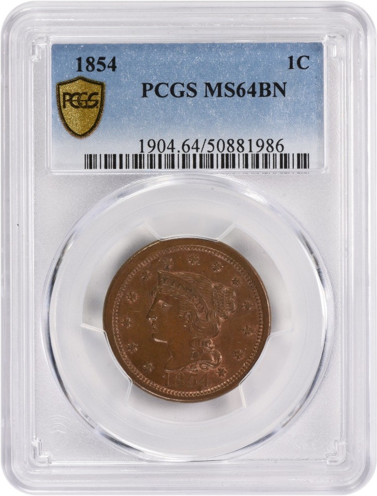 1854 Large Cent MS64BN PCGS