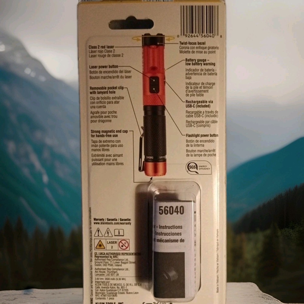 Klein Tools 56040 Rechargeable Focus Flashlight With Laser - Orange