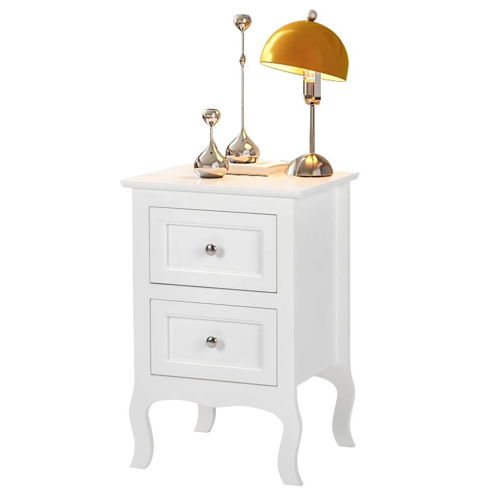 Set of 2 Nightstand, Side Table Night Table,White