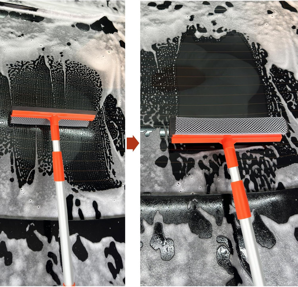 Window Squeegee for Window Cleaning with Retractable Pole, Squeegee Window Cl...