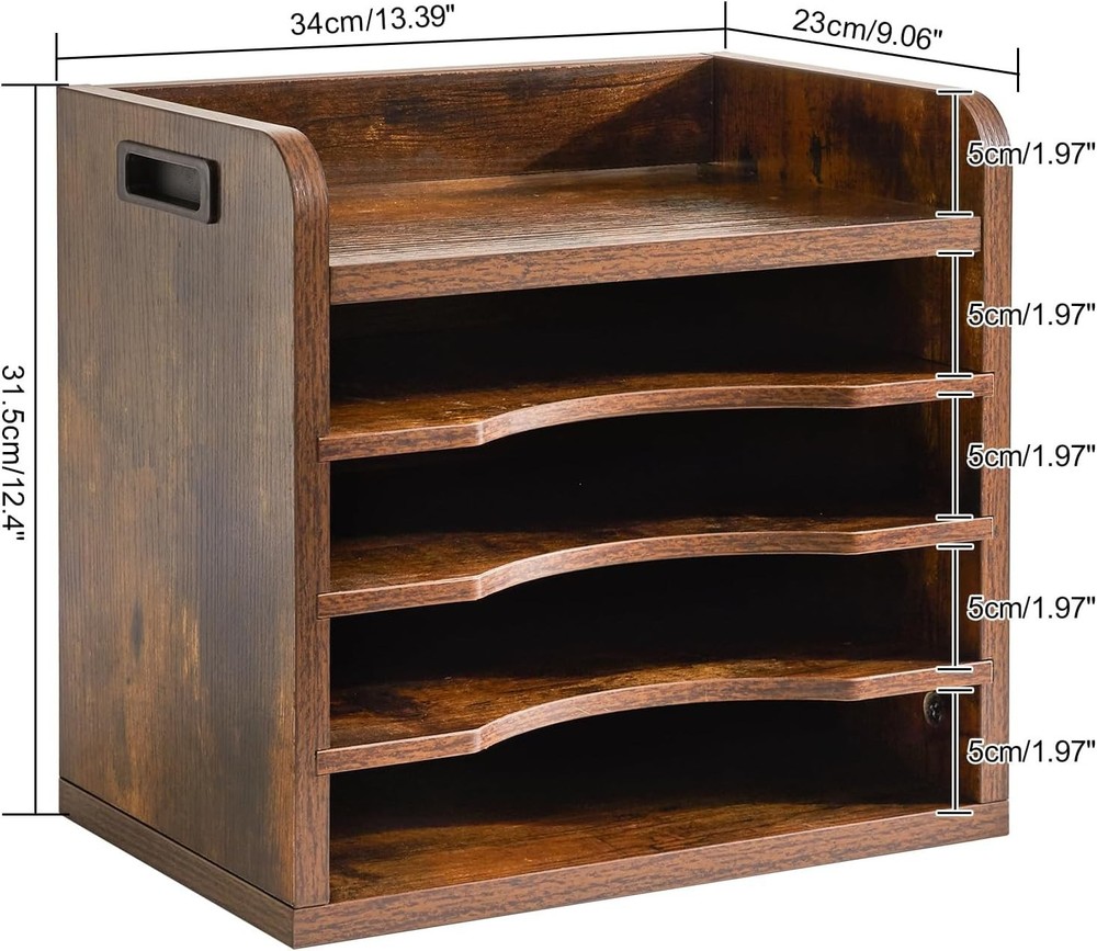 Desktop File Organizer with Handle, Document Letter Mail Tray Sorter with 3 A...