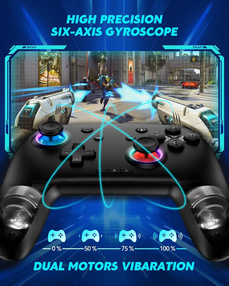 Hall Effect Bluetooth Controller with 2.4G Adapter, Wireless Switch Black