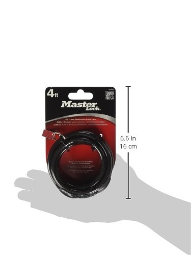 Master Lock Bike Cable with Combination Black, 8143D 1 Pack, Black