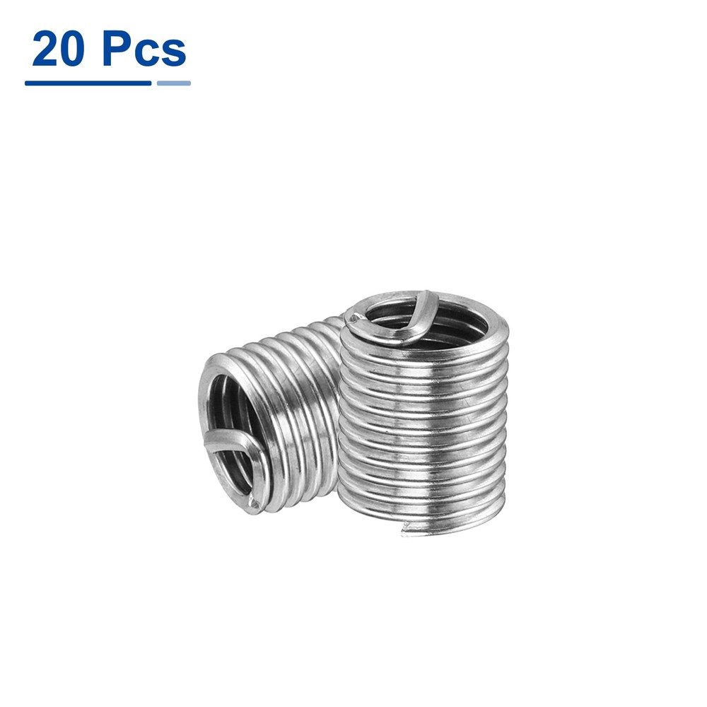 20pcs M6 x 1mm x 2D 304 Stainless Steel Wire Thread Inserts