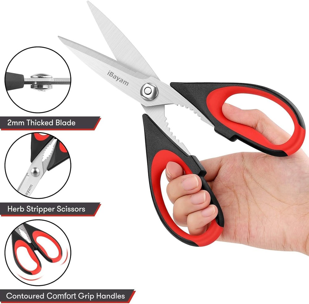 3-Pack 8.5"Kitchen Scissors All Purpose Heavy Duty with Protective Sheath, So...