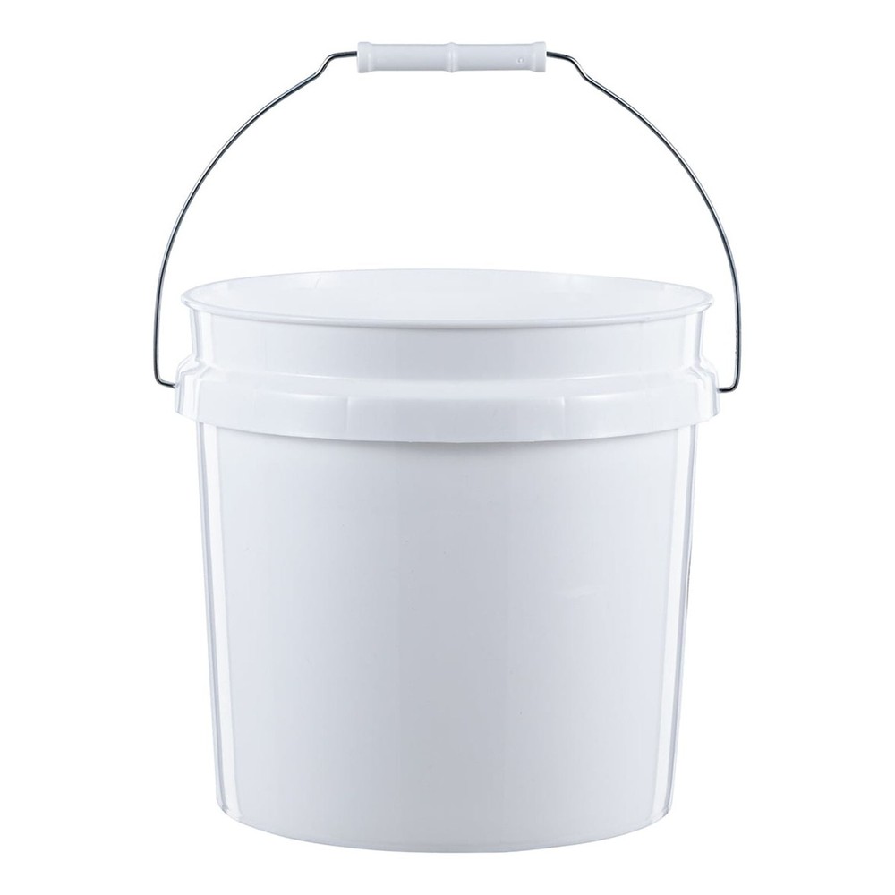 2 Gallon Round Plastic Bucket with Comfort Grip Handle, 2-Pack, White