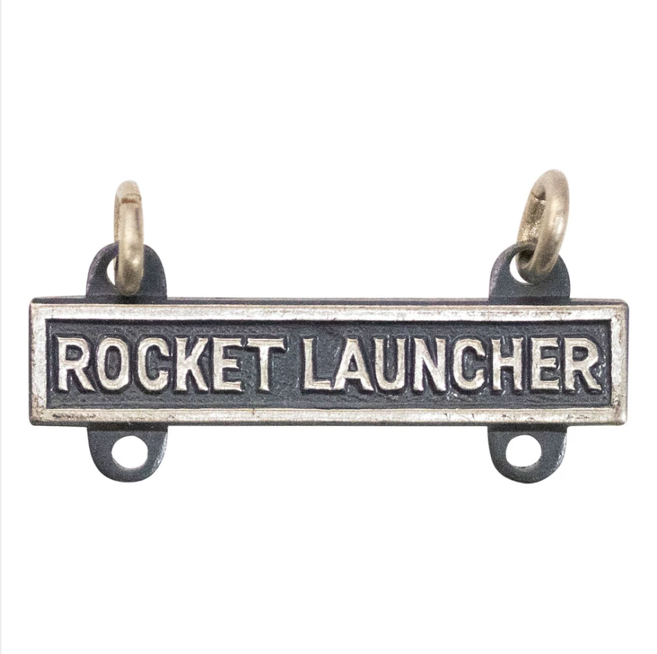 GENUINE U.S. ARMY QUALIFICATION BAR: ROCKET LAUNCHER - SILVER OXIDIZED FINISH