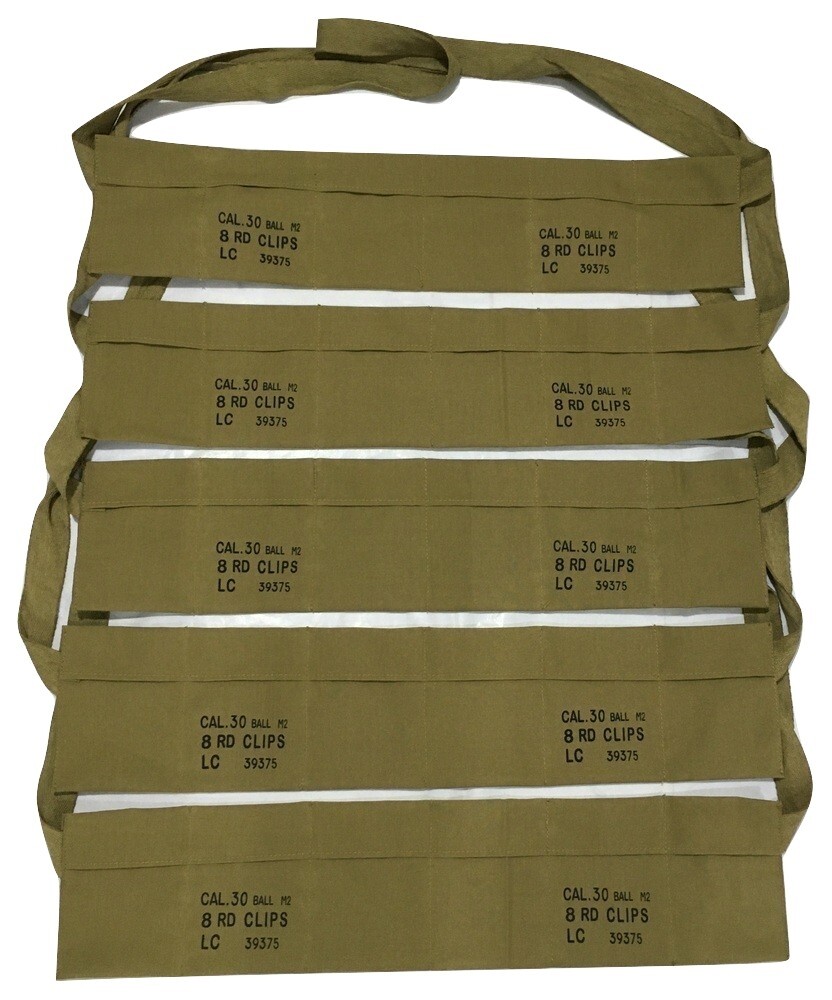 (Pack of 5) US Army Cotton Cloth Bandolier for M1 Garand - US Olive Color