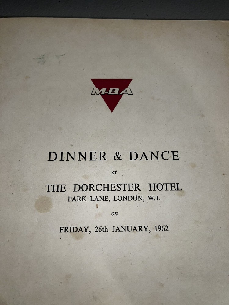 Martin Baker Aircraft 1962 Dinner & Dance Program Ejection Seat Celebration