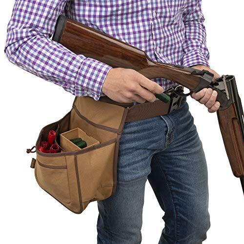 Rival Double Compartment Shotgun Shell Bag with Adjustable Belt Tan Canvas