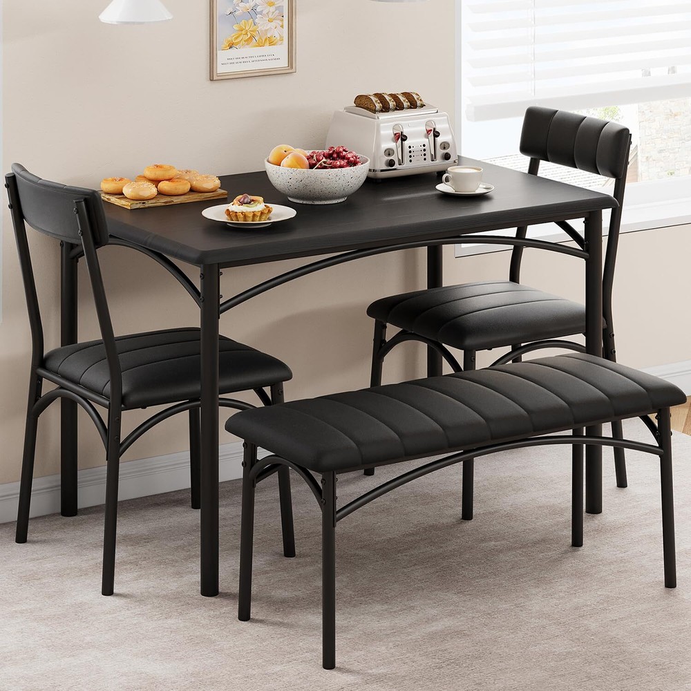 Kitchen Table and Chairs ,Dining Table Set for 4 and with Upholstered Bench Home