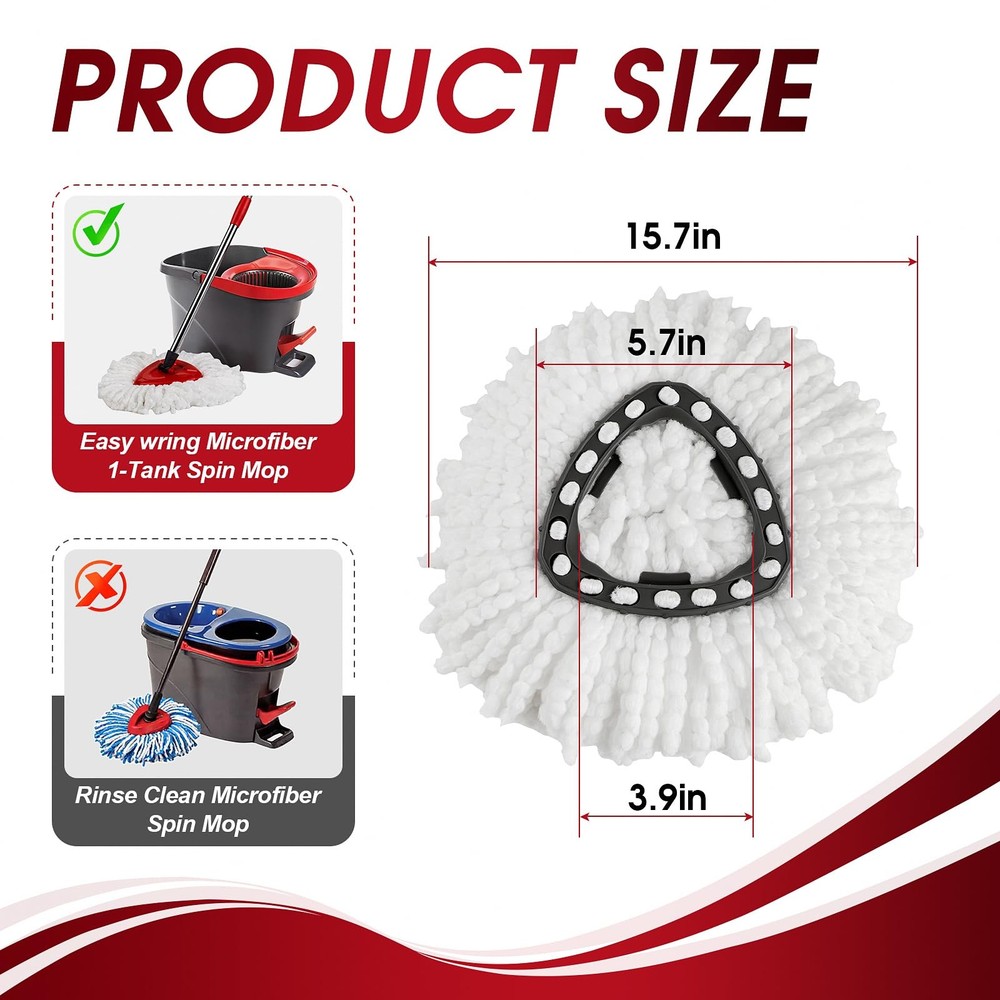 20 Pack Spin Mop Refills Head, Mop Heads for Spin Mop, Washable Microfiber Mo...