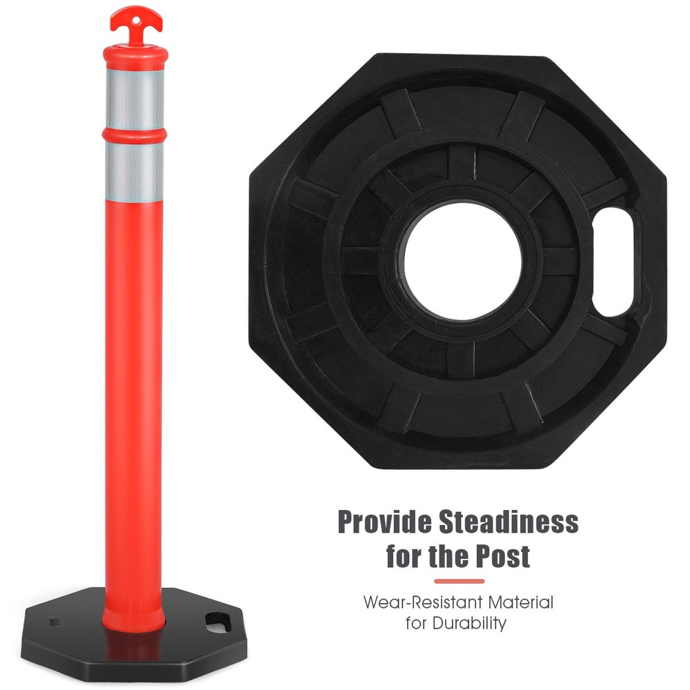 6 Pack 45" Orange Traffic Delineator Post Cone w/ Rubber Base & Reflective Bands