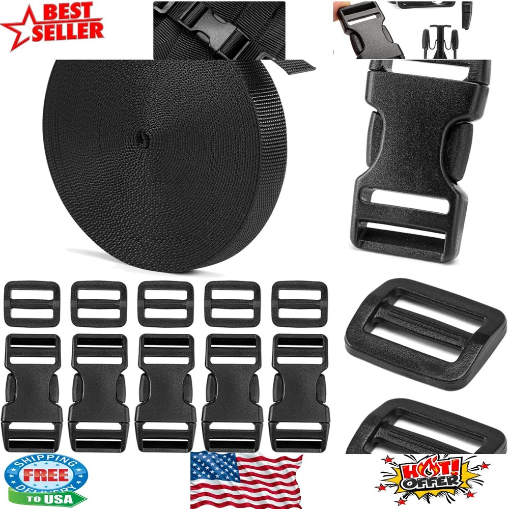 Versatile 3/4" Nylon Buckles & Straps - 6 Yard Set with Quick Release Clips