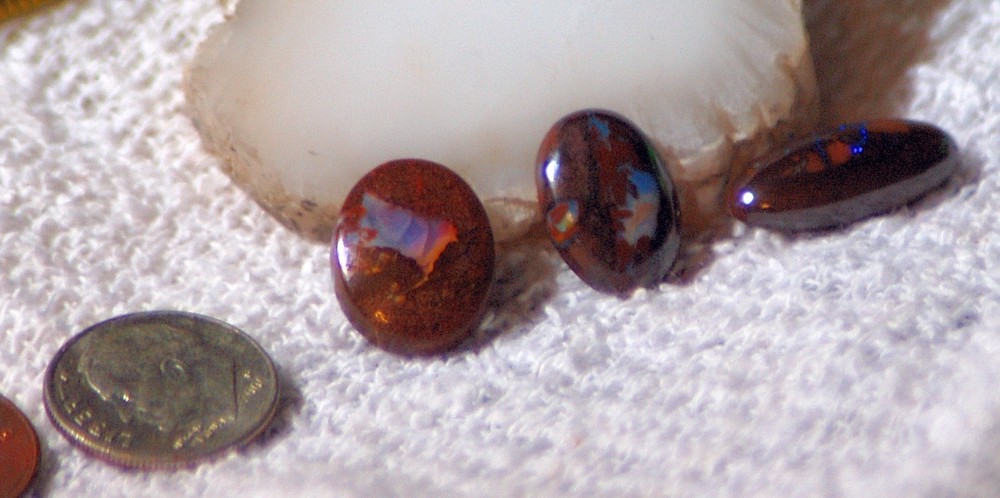 3 Koroit Boulder Opal oval Cabochons
