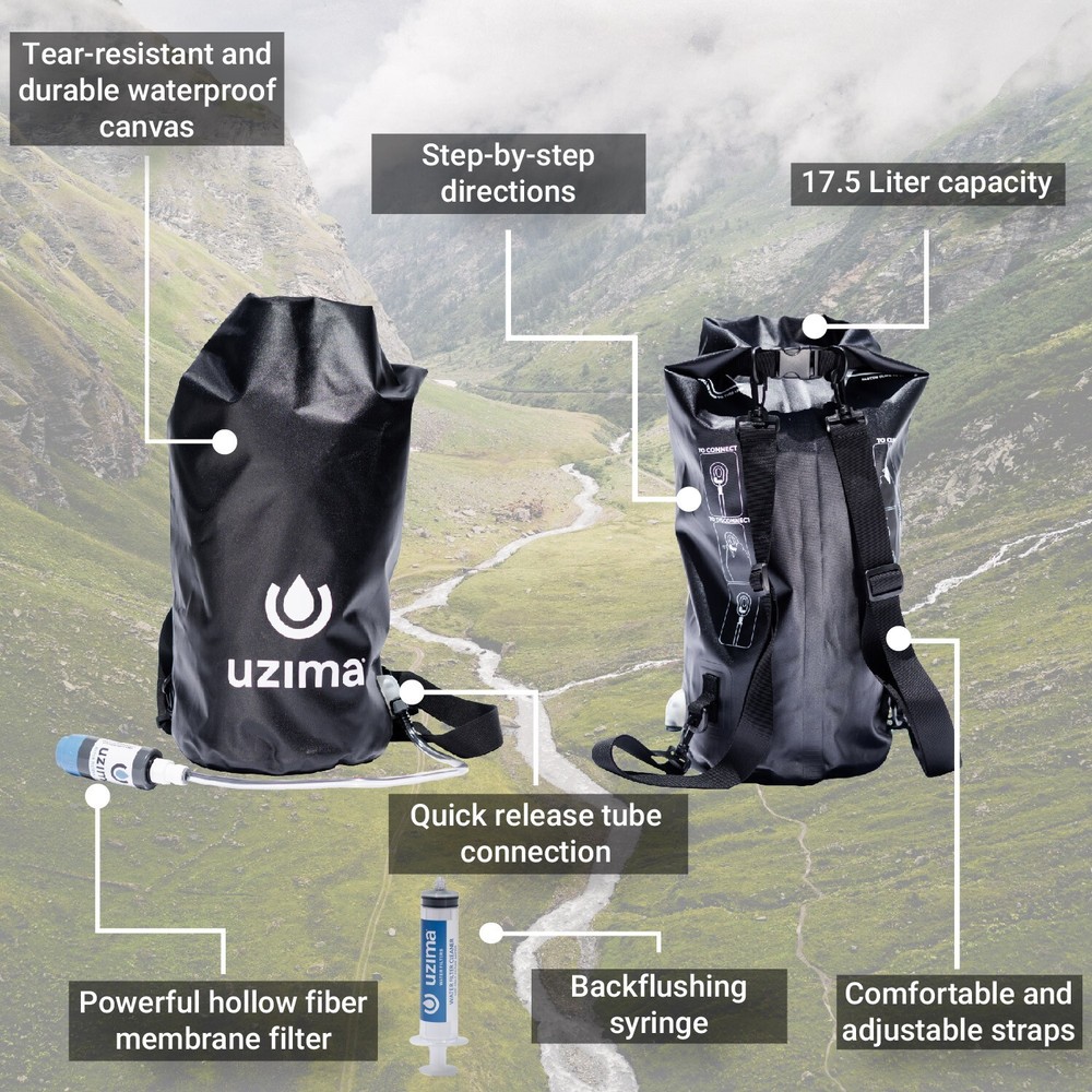 Uzima UZ-BP Backpack System - Gravity Water Filter Bag for Collection & Storage