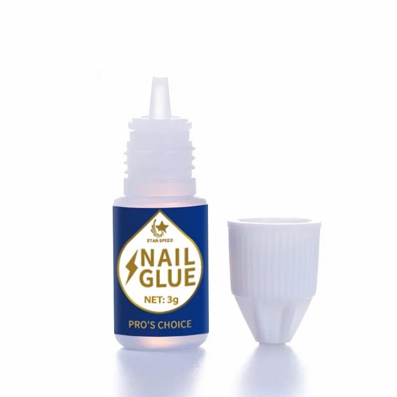 3g Nail Glue, Plastic Bottle, Colorless Liquid, 5 Count