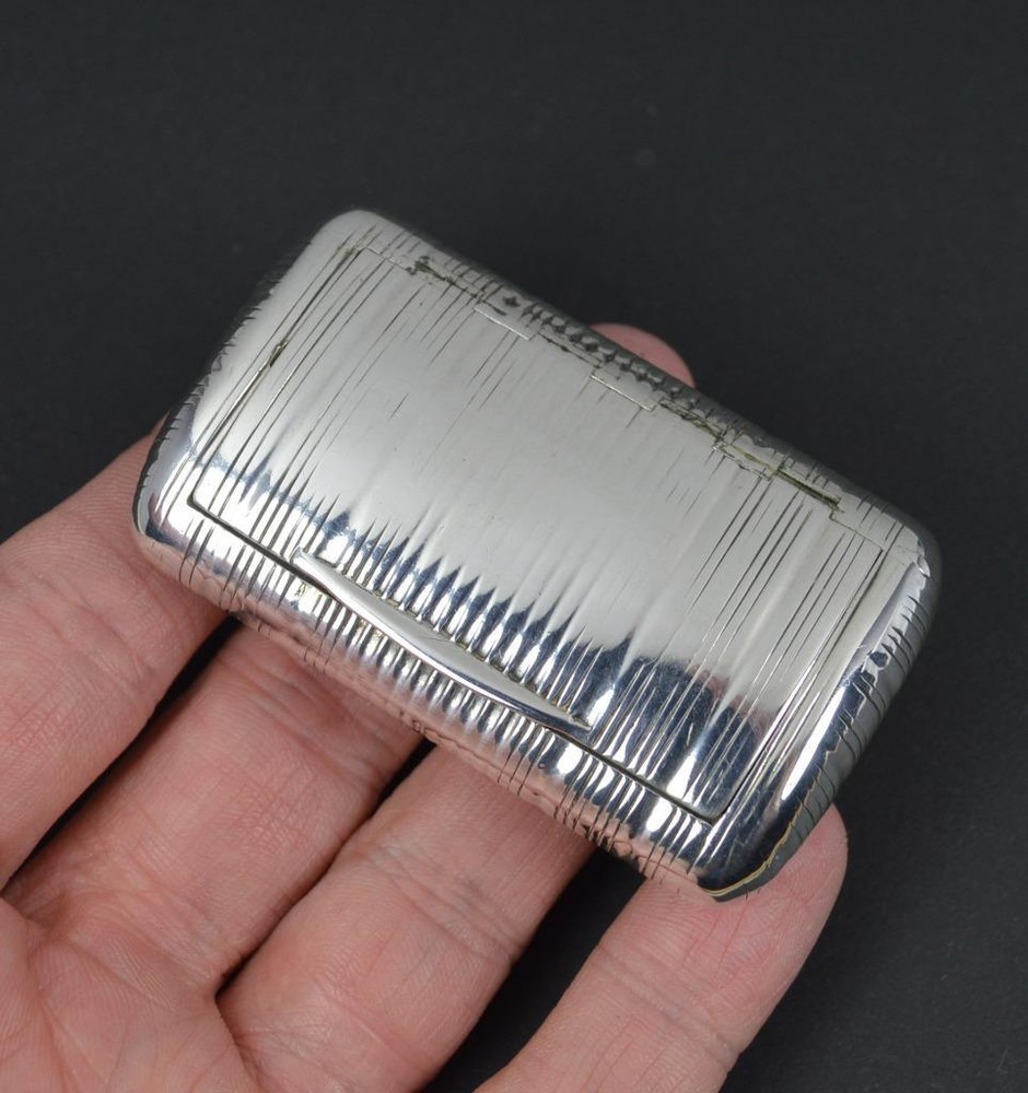 Early Victorian Silver Ribbed Curved Snuff Box