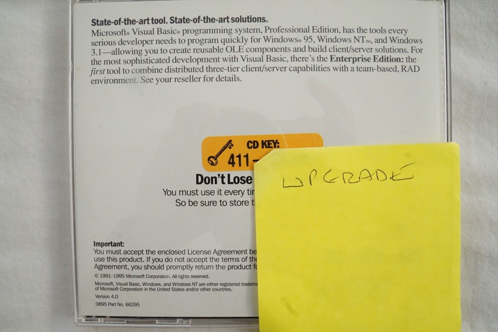 Microsoft Visual Basic 4.0 Professional 16 Bit FullVer 32 Bit Upgrade + Key-code