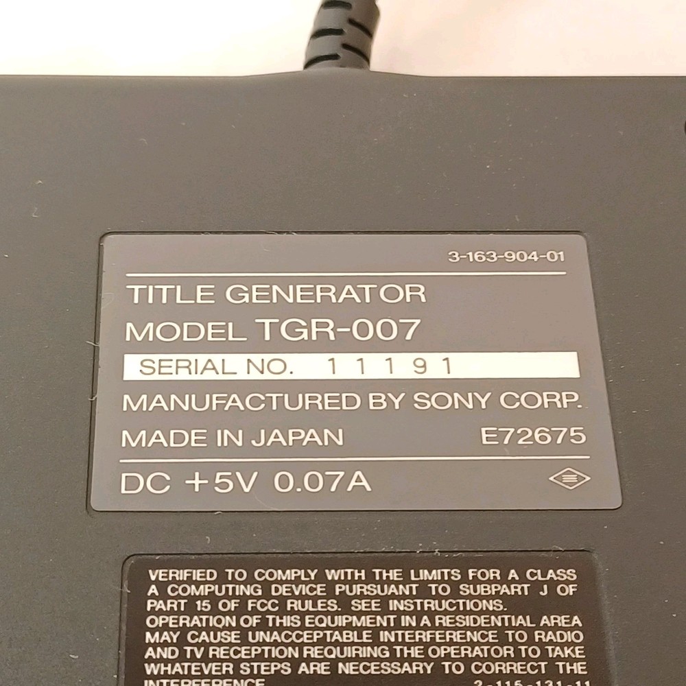 Sony Title Generator TGR-007