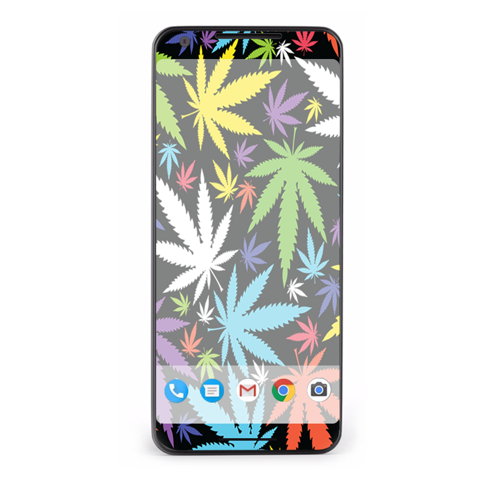 Google Pixel 2 Skins Decal Wrap Colorful Weed Leaves Leaf