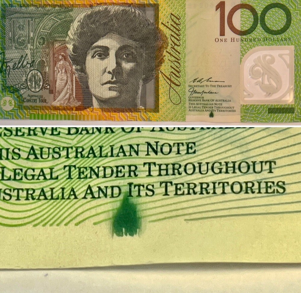 Very Rare,Print Error 1999 $100 Note , MacFarlane/Evans Print Error .