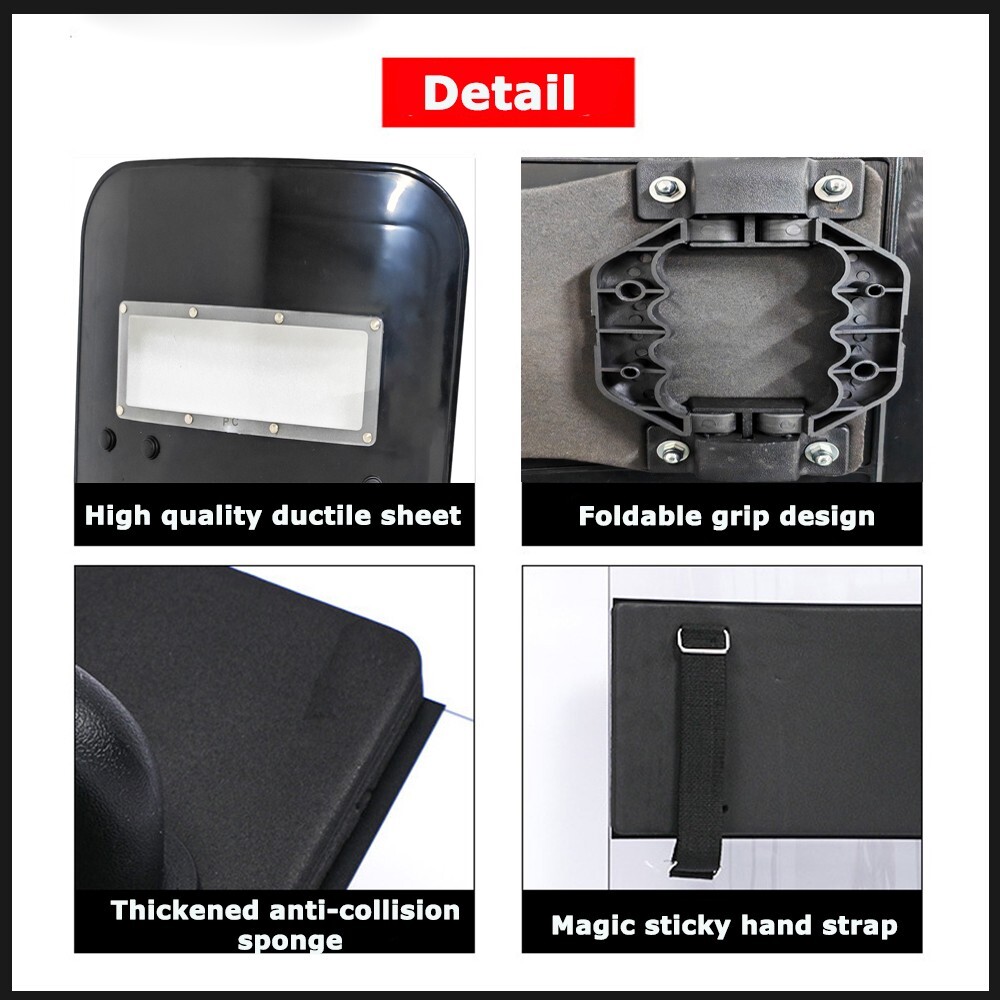 PC Black Anti-riot Shield Security Protection Self Guard Hand-Held Rectangle