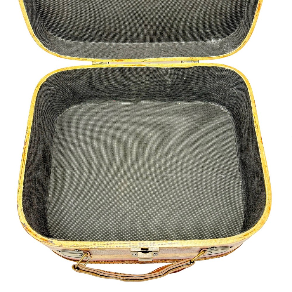 Decorative Distressed American Flag Suitcase Style Hinged Latch Box