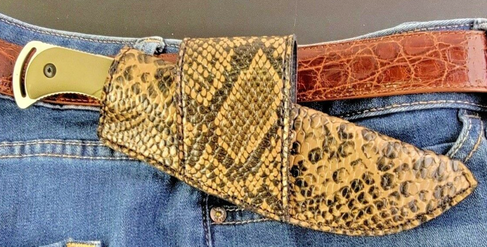 ESEE 3 / RC 3 CROSS DRAW SHEATH KNIFE PYTHON SNAKE SKIN PRINT leather HANDMADE