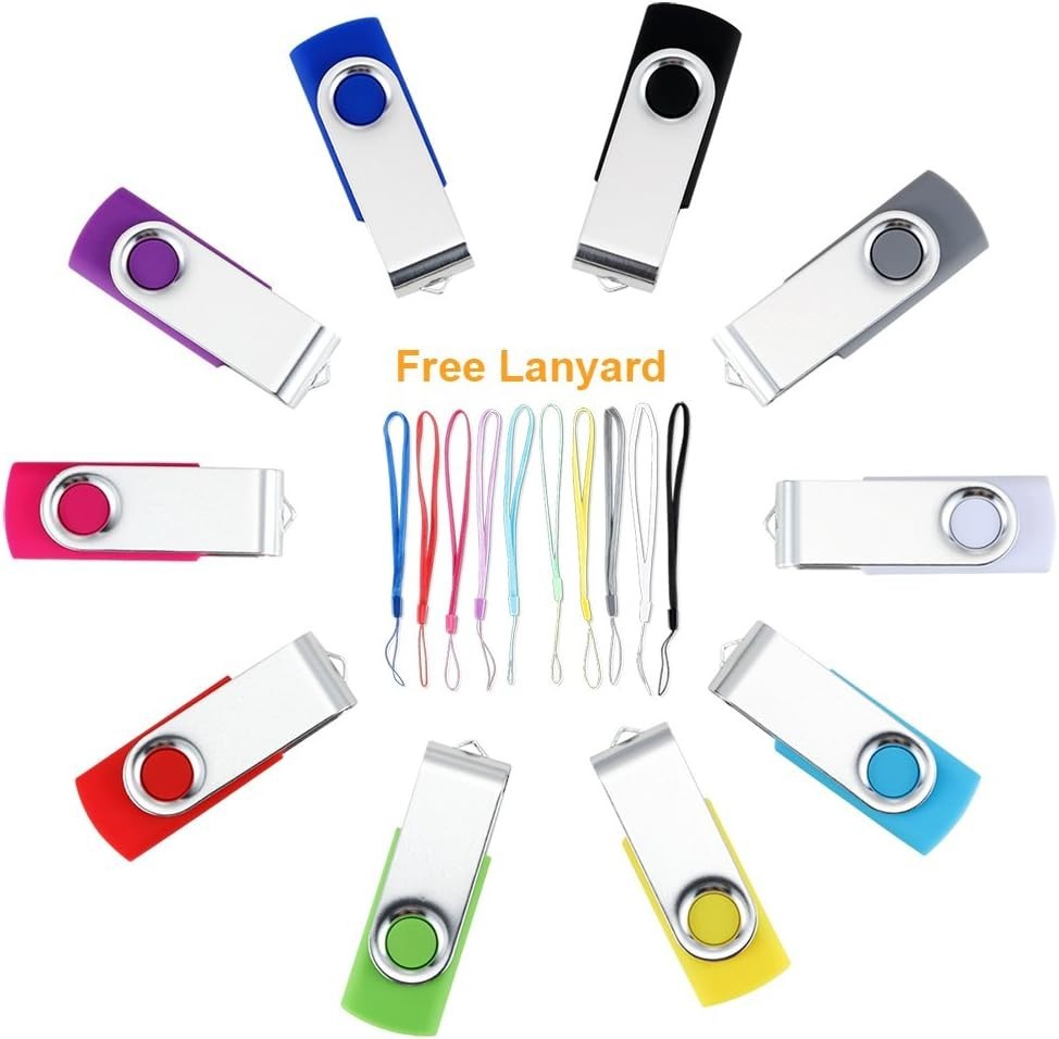 Swivel USB Flash Drive 8GB, 10-Pack Multi-Color - Stylish Data Storage Solution