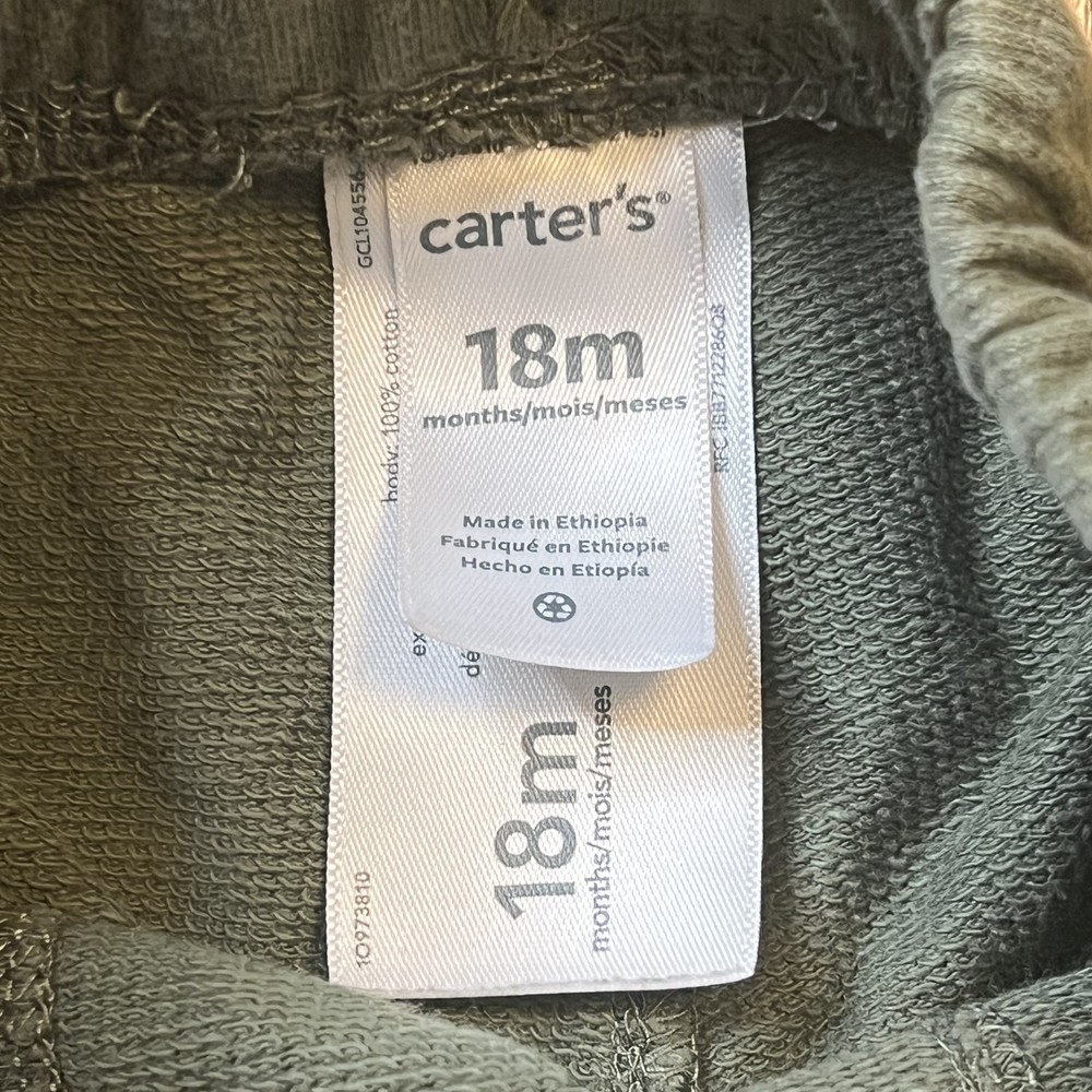 Carter's Baby Shorts 18M Olive Green Drawstring Pockets