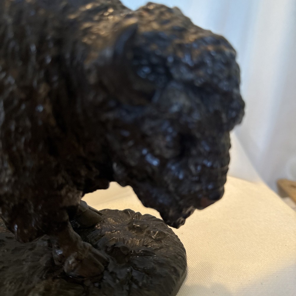 Vintage Cast Iron Bison On Platform Doorstop