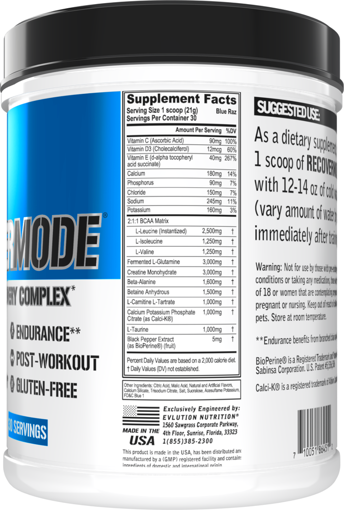 Evlution Nutrition Recover Mode - Complete Post Workout & Hydration - 30 Serving