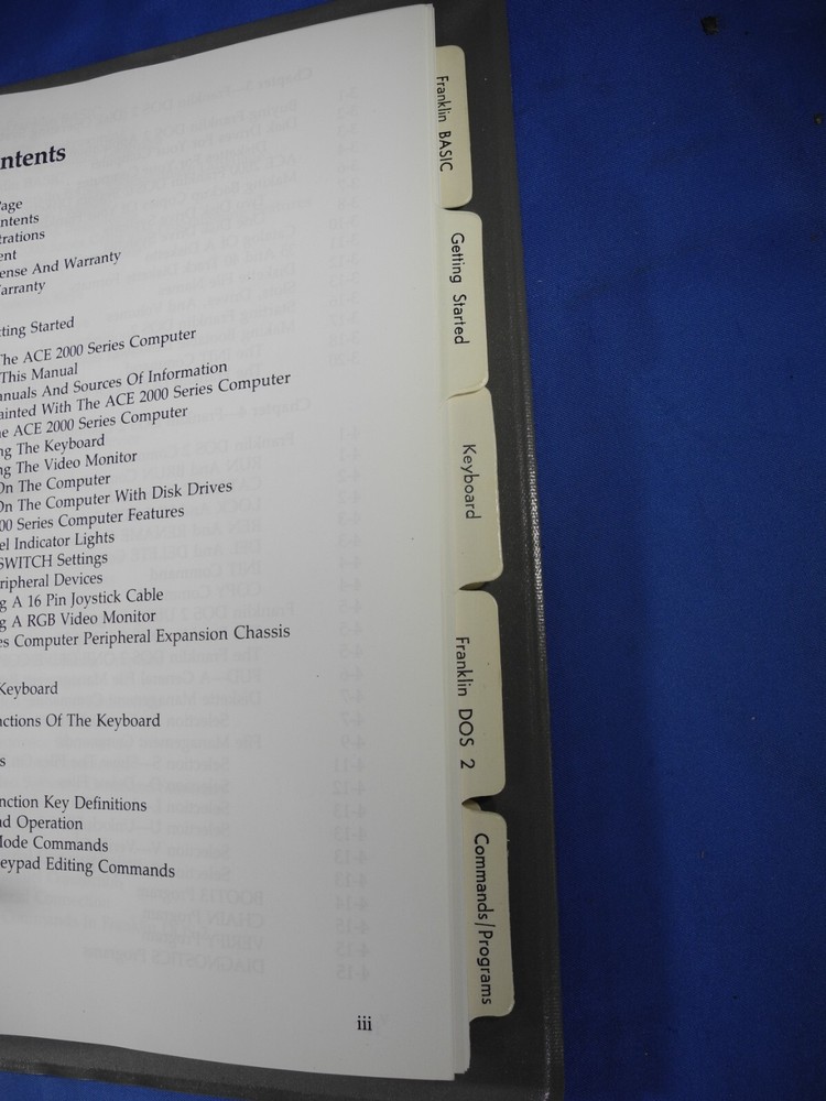 Vintage Computer Franklin ACE 2000, 2100, 2200 User Reference Manual