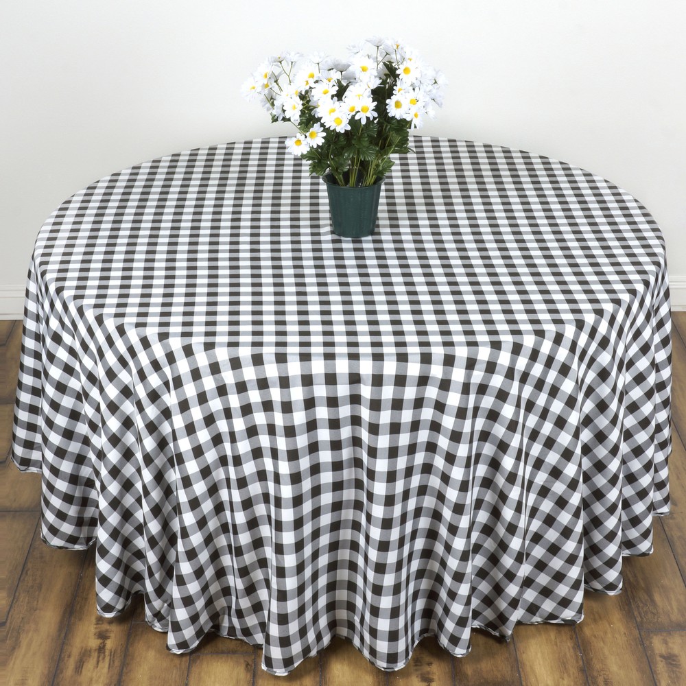 108-Inch ROUND Checked Gingham Polyester Tablecloth Dinner Wedding Linens Party