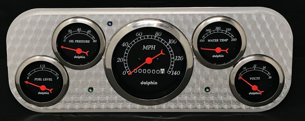 1937 1938 Chevy Car 5 Gauge Dash Panel Set Engine Turned Black