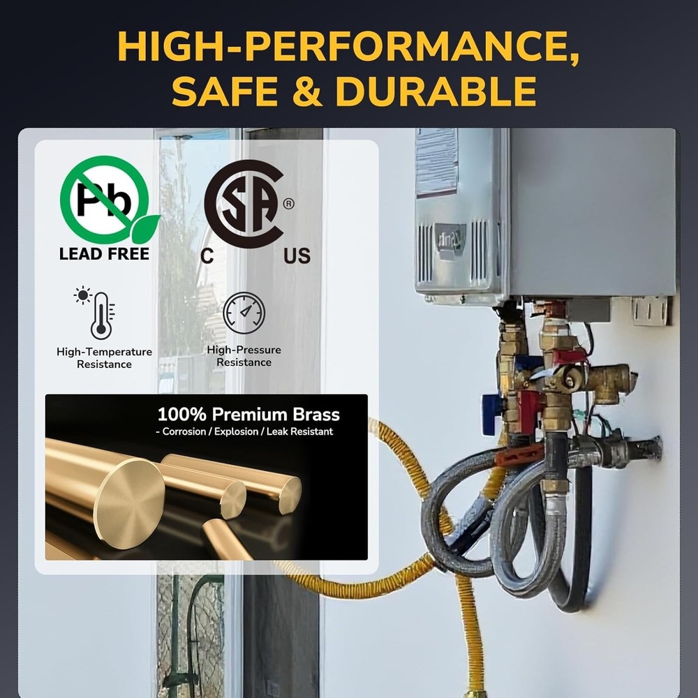 Tankless Water Heater Service Valve Kit, 3/4 Inch IPS Isolator Set with Press...