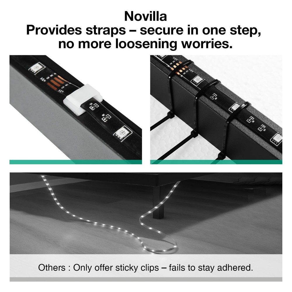 Novilla Floating Bed Frame with LED Lights, Modern Platform Queen Bed Frame w...