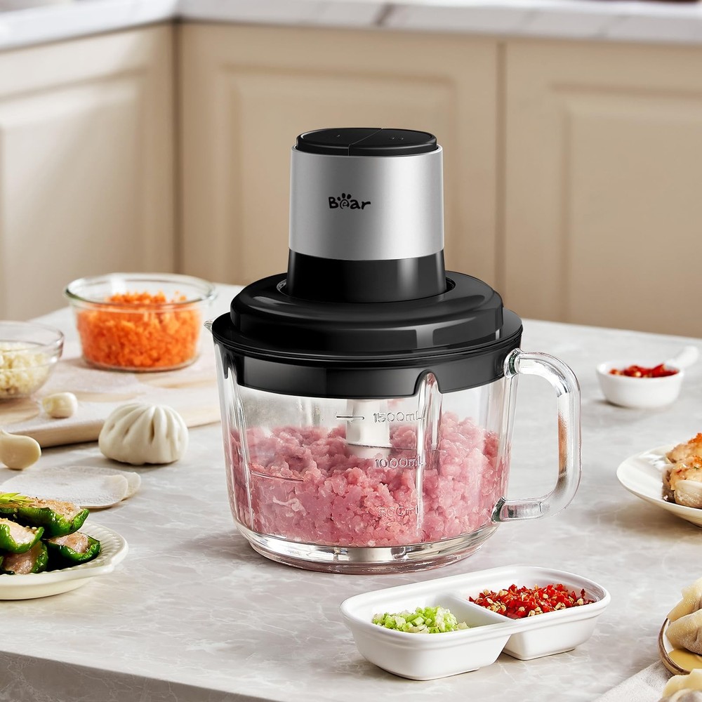 Bear Food Processor, Electric Chopper with 8 Cup/2L 8 CUP, Black