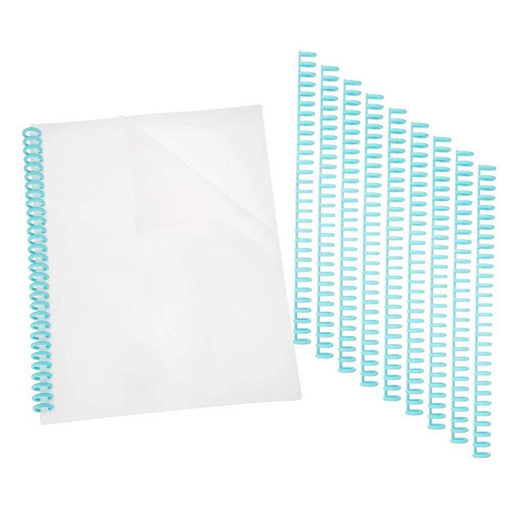 20Pcs Clear Presentation Binding Covers with 10Pcs 12mm Combs Kit, Blue