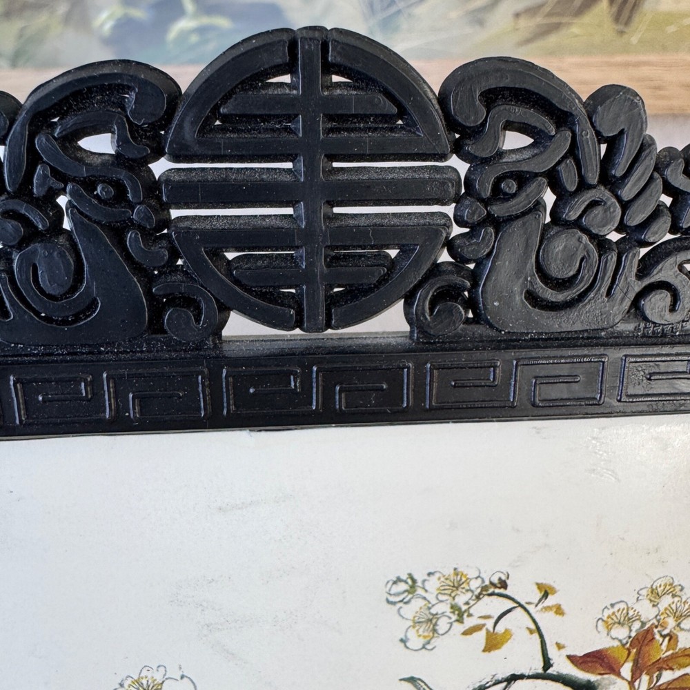 Chinese Mini Folding Screen PINGFENG 4 Panels Plastic - Both sides are different