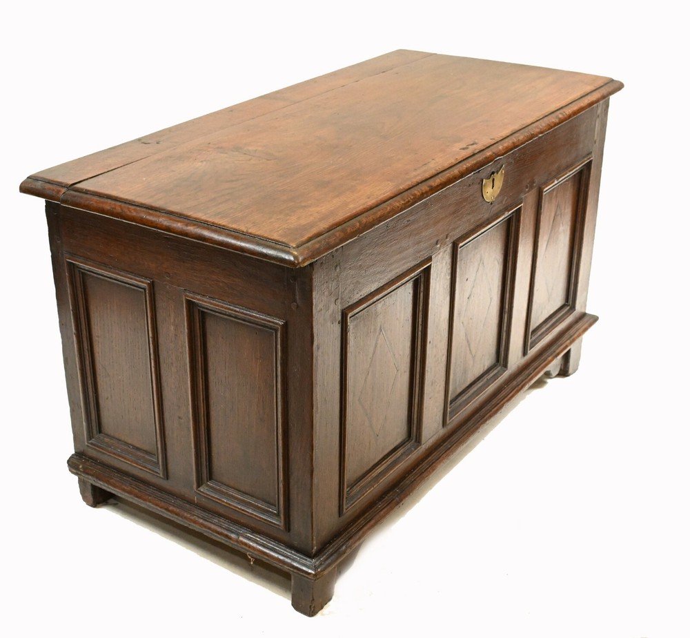 Antique Oak Coffer Chest 17th Century Box